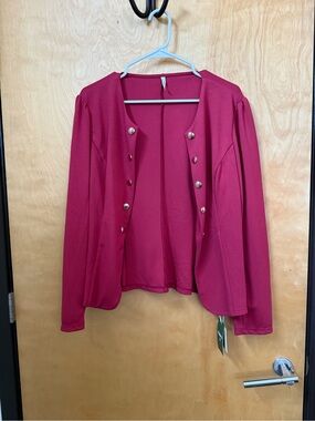HALARA Red Open-Front Jacket